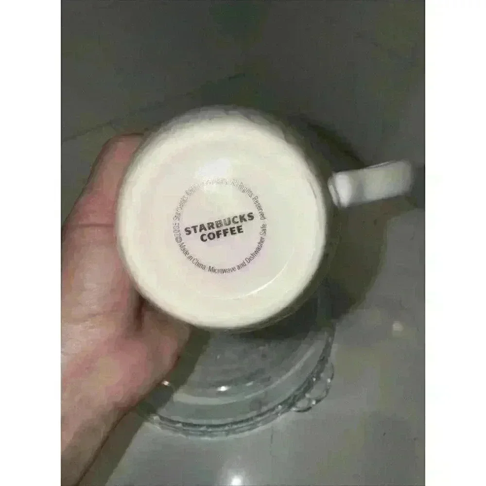 Starbucks Mug Wish Live Love Peace 2005 White Gray Grey Writing Blue Inside